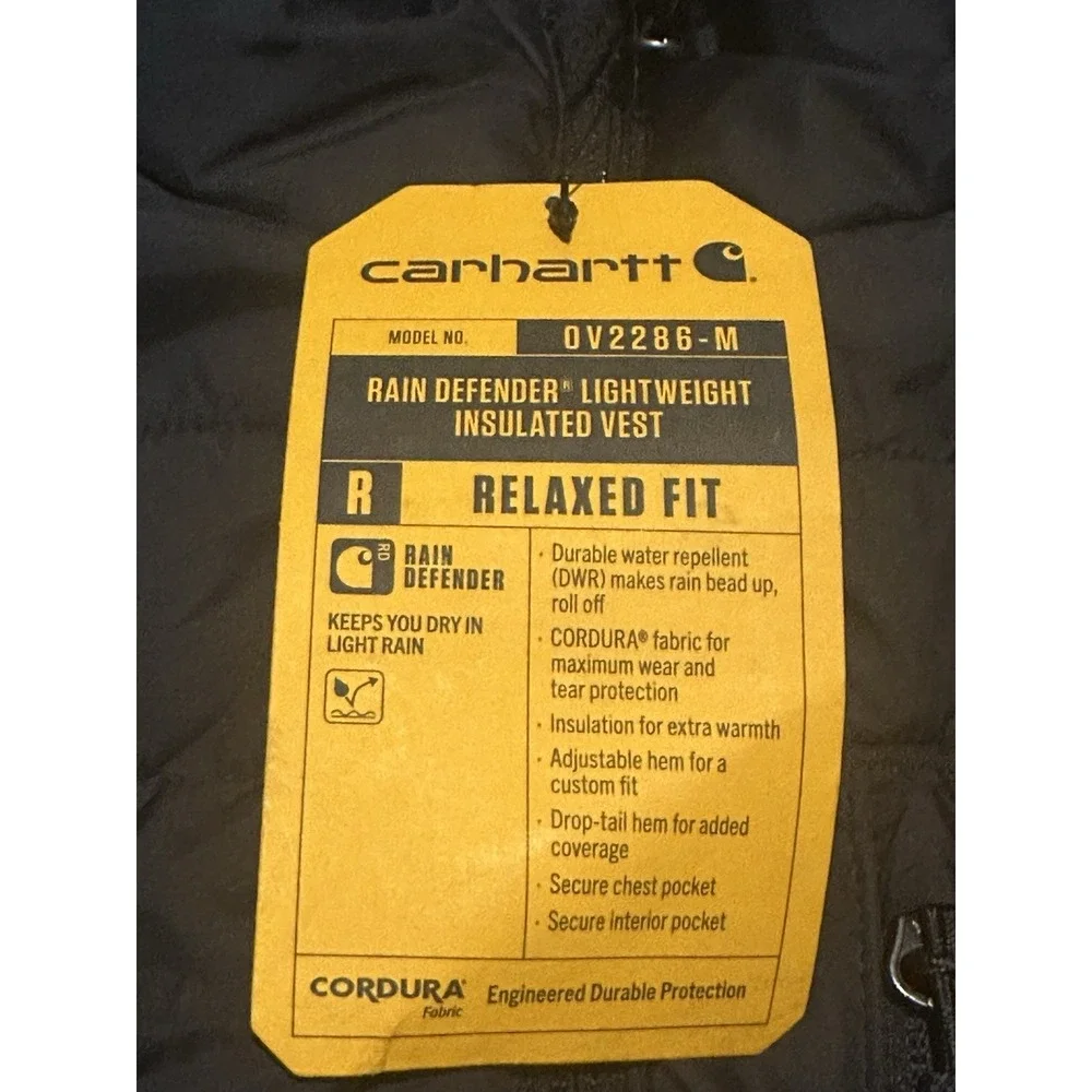 Carhartt Rain Defender Lightweight Insulated Vest Jacket Mens 2XL Logo OV2286-M